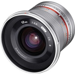 SAMYANG 12mm F/2.0 NCS CS - SONY - INNESTO E - ARGENTO - 2 Anni Di Garanzia SPED IMMEDIATA